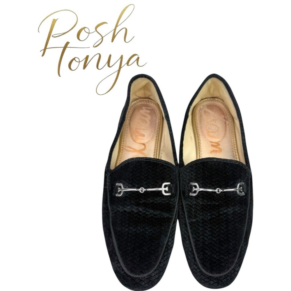 Sam Edelman Loraine Black Velvet Horsebit Slip On Loafers Size 9 Old Money